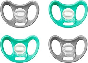 tommee tippee advanced sensitive skin pacifier, unique shield for less skin contact, symmetrical design, bpa-free binkies, 0-6m, 4 count