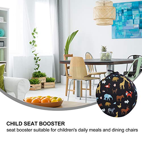 Kisangel Animal Printed Toddler Booster Seat Dining Chair Increasing Cushion Round Kids Booster Seat for Dining Portable Travel Increasing Cushion 32CM