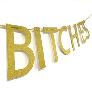 Glitter Gold"Let's Fiesta Bitches" Banner Garland Sign Birthday Party Decor, Fiesta, Cinco De Mayo, Taco Bar, Mexican, Cactus Decorations Bachelorette Party Decorations