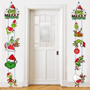 Christmas Door Hanging Merry Christmas Banner Porch Sign Banners Welcome Hanging Christmas Party Decorations