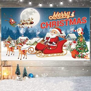 Large Christmas Banner Backdrop Winter Christmas Banners Decorations Xmas Party Photography Background Decoration Outdoor & Indoor, Wall Hanging Decor, 72.8 x 43.3 inch