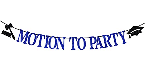 Motion to Party Banner, Congrats Lawyer/Future Lawyer Bunting Sign, Law School Survivor Graduation Party Decoration Supplies, Blue and Black Glitter