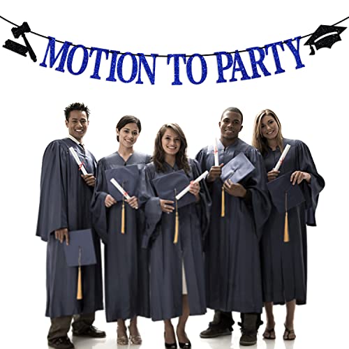 Motion to Party Banner, Congrats Lawyer/Future Lawyer Bunting Sign, Law School Survivor Graduation Party Decoration Supplies, Blue and Black Glitter