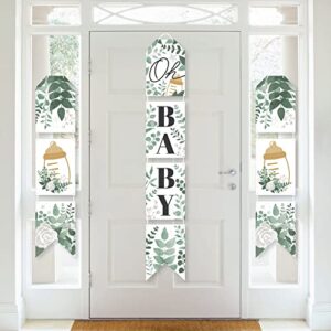 big dot of happiness boho botanical baby – hanging vertical paper door banners – greenery baby shower wall decoration kit – indoor door decor
