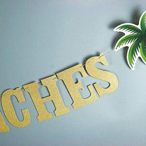 YiiiGoood Gold Glittery Drink Up Beaches Banner Palm Coconut Tree Garland Tropical Beach Bachelorette Bunting Hawaii Luau Tropical Summe Bachelorette Beach Party Decorations