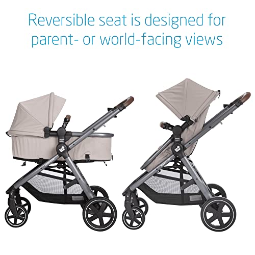 Maxi-Cosi Zelia™²Max 5-in-1 Modular Travel System, Baby Travel System, Infant Car Seat & Stroller Combo, Topia Tan