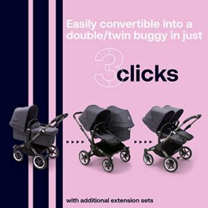 Bugaboo Donkey 5 Mono Complete - Single Stroller Converts to Side-by-Side Double Stroller, Multiple Seat Positions - Graphite/Stormy Blue-Stormy Blue