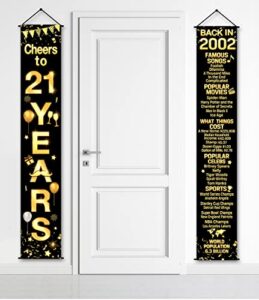 2 pieces 21st birthday party decorations cheers to years banner party decorations welcome porch sign for years birthday supplies (21st-2002)