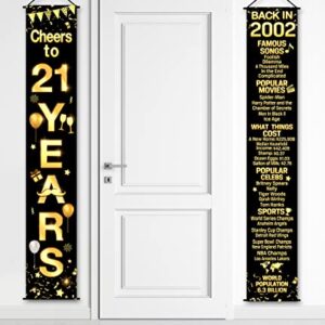 2 Pieces 21st Birthday Party Decorations Cheers to Years Banner Party Decorations Welcome Porch Sign for Years Birthday Supplies (21st-2002)