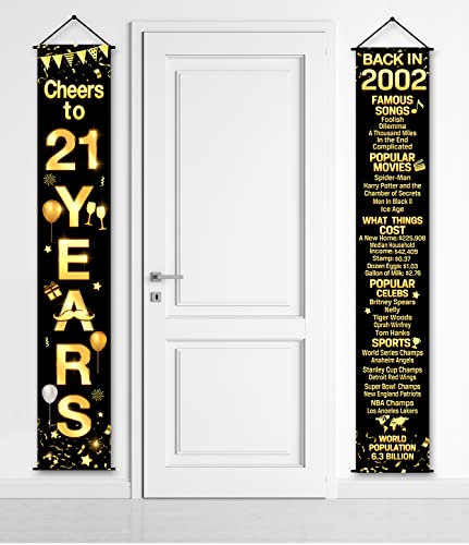 2 Pieces 21st Birthday Party Decorations Cheers to Years Banner Party Decorations Welcome Porch Sign for Years Birthday Supplies (21st-2002)