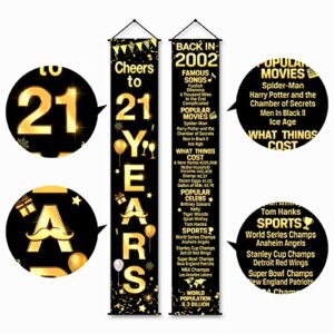 2 Pieces 21st Birthday Party Decorations Cheers to Years Banner Party Decorations Welcome Porch Sign for Years Birthday Supplies (21st-2002)