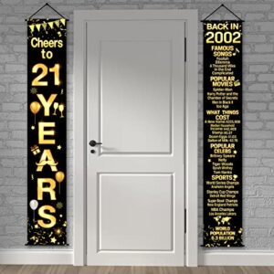 2 Pieces 21st Birthday Party Decorations Cheers to Years Banner Party Decorations Welcome Porch Sign for Years Birthday Supplies (21st-2002)