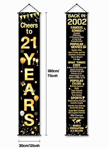 2 Pieces 21st Birthday Party Decorations Cheers to Years Banner Party Decorations Welcome Porch Sign for Years Birthday Supplies (21st-2002)