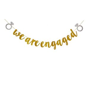 we are engaged banner, gold engagement party bunting, bridal shower / wedding / bachelorette party garlands decorations