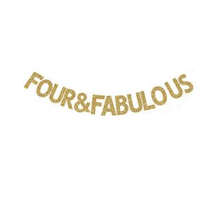 four&fabulous banner, little girls/boys kids’ 4th birthday party/the 4th wedding anniversary party gold gliter paper sign decorations