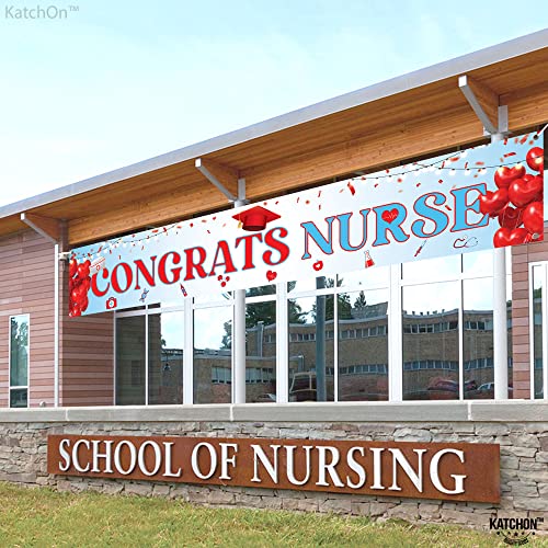 Xtra-Large Congrats Nurse Banner - 120x20 Inch | Blue and Red Nursing Graduation Party Supplies | Nurse Party Decorations | Rn Graduation Party Decorations 2023 | Nurse Graduation Decorations 2023