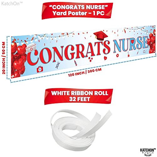 Xtra-Large Congrats Nurse Banner - 120x20 Inch | Blue and Red Nursing Graduation Party Supplies | Nurse Party Decorations | Rn Graduation Party Decorations 2023 | Nurse Graduation Decorations 2023