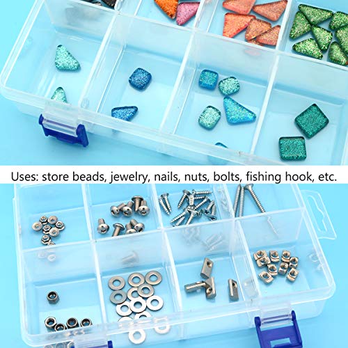 TOPINSTOCK Plastic Compartment Storage Box With Adjustable Divider Removable Grid Compartment for Jewelry Small Accessories Hardware Fitting (8 Grids-Large x 1 Pack)