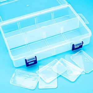 TOPINSTOCK Plastic Compartment Storage Box With Adjustable Divider Removable Grid Compartment for Jewelry Small Accessories Hardware Fitting (8 Grids-Large x 1 Pack)
