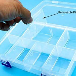 TOPINSTOCK Plastic Compartment Storage Box With Adjustable Divider Removable Grid Compartment for Jewelry Small Accessories Hardware Fitting (8 Grids-Large x 1 Pack)