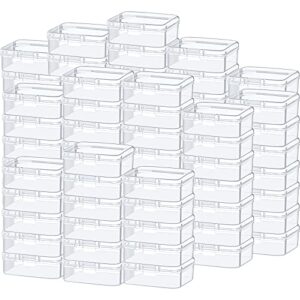 satinior 100 pcs clear plastic beads storage containers box small clear box with hinged lid small plastic case mini square arts crafts storage boxes organizers for small items (2.1 x 2.1 x 0.8 inch)