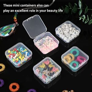 SATINIOR 100 Pcs Clear Plastic Beads Storage Containers Box Small Clear Box with Hinged Lid Small Plastic Case Mini Square Arts Crafts Storage Boxes Organizers for Small Items (2.1 x 2.1 x 0.8 Inch)