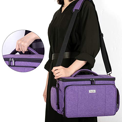 Luxja Carrying Case Compatible with Cricut Joy and Easy Press Mini, Carrying Bag with Supplies Storage Sections, Purple