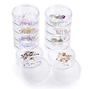 hipiwe 2 packs 5 slot clear plastic round storage jars – art craft accessory organizer box jewelry beads sewing pills container holder for storage small items, hardware