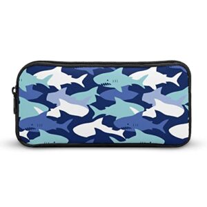 camouflage pattern with cute sharks pencil case pencil pouch coin pouch cosmetic bag office stationery organizer