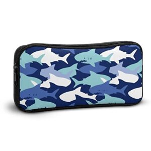 Camouflage Pattern with Cute Sharks Pencil Case Pencil Pouch Coin Pouch Cosmetic Bag Office Stationery Organizer