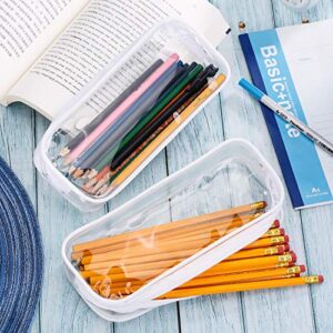 4 Pieces White Clear PVC Big Capacity Zipper Pencil Bag, Pen Pencil Case Makeup Pouch