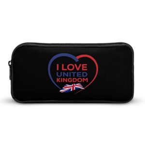 i love united kingdom pencil case pencil pouch coin pouch cosmetic bag office stationery organizer