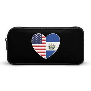 el salvador and america flag heart pencil case pencil pouch coin pouch cosmetic bag office stationery organizer