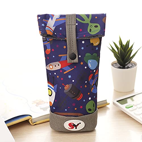SY Magnetic button Multi-Function Large Capacity Pencil Case Pen Bag Large Storage Handheld Pen Pouch Cosmetic Case High School pencil maker College Student Girl Teen