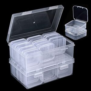 qeirudu 30 pcs small plastic storage containers with hinged lids – clear bead organizer box mini storage cases for beads, jewelry and craft supplies (2.17 x 2.17 x 0.79 inch)