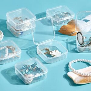 Qeirudu 30 Pcs Small Plastic Storage Containers with Hinged Lids - Clear Bead Organizer Box Mini Storage Cases for Beads, Jewelry and Craft Supplies (2.17 x 2.17 x 0.79 Inch)