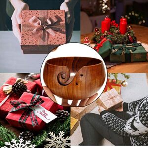 Wooden Yarn Bowl with Holes Holder 7.87''×3''Rosewood Handmade Craft Knitting Bowl Storage Knitting and Crocheting Accessories Kit Organizer, Perfect for Mother's Day and Christmas Gift