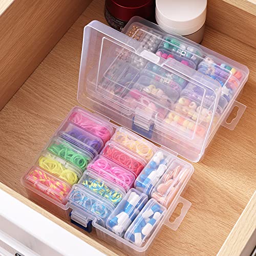 Quefe 28pcs Bead Organizers in A Clear Organzier Box, 2 Sets Clear Plastic Diamond Painting Storage Container with Mini Boxes for Craft Organziers and Storage Art Embroidery Nail Accessories