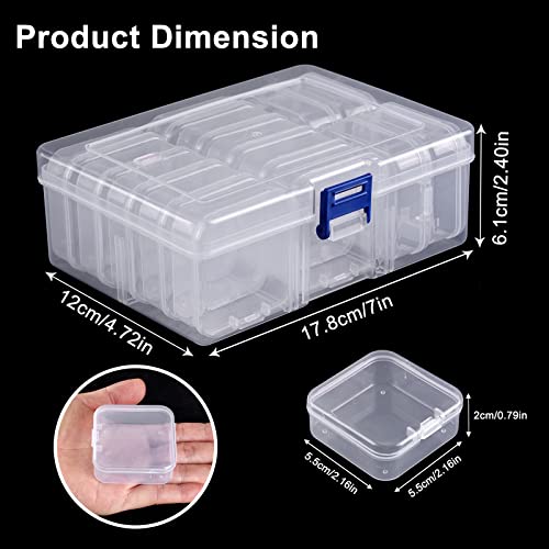 Quefe 28pcs Bead Organizers in A Clear Organzier Box, 2 Sets Clear Plastic Diamond Painting Storage Container with Mini Boxes for Craft Organziers and Storage Art Embroidery Nail Accessories