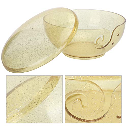 Yarn Bowl, Gold Clear Transparent Home Wool Storage ABS Knitting Crocheting Accessories Holder Knitting Tools with Cover