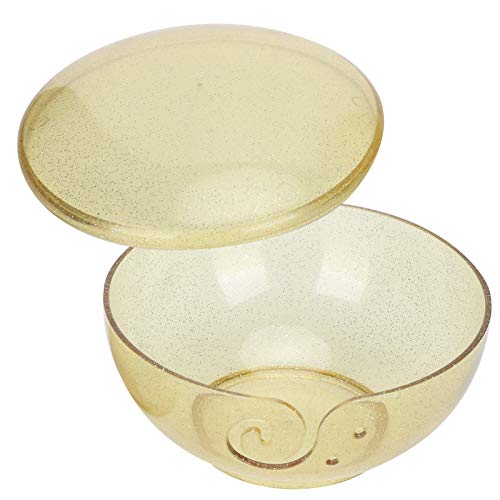 Yarn Bowl, Gold Clear Transparent Home Wool Storage ABS Knitting Crocheting Accessories Holder Knitting Tools with Cover