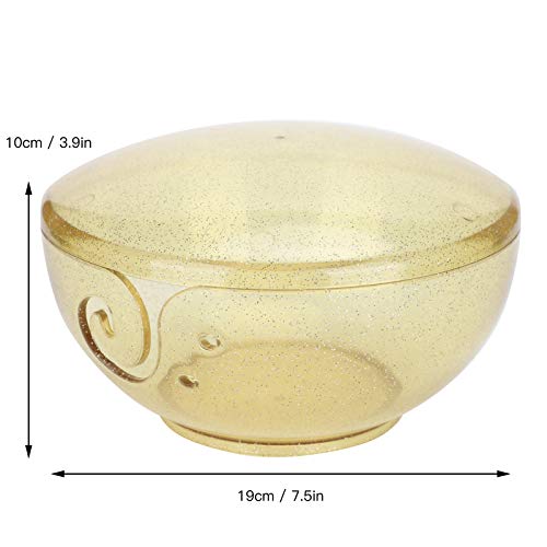 Yarn Bowl, Gold Clear Transparent Home Wool Storage ABS Knitting Crocheting Accessories Holder Knitting Tools with Cover