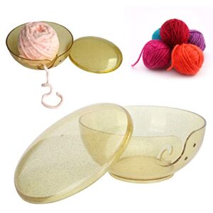 Yarn Bowl, Gold Clear Transparent Home Wool Storage ABS Knitting Crocheting Accessories Holder Knitting Tools with Cover