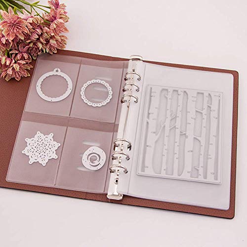 5 Sheets Clear Stamps Storage Collection Book Metal Dies Stencils Organizer Holder Paper Craft Keeper Template Storage Container,Whole Grid