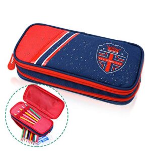 large capacity pencil case,uhans pencil pouch with double zipper and 100% polyester sturdy material,pencil box for kids can be multi used in school and office makeup bag
