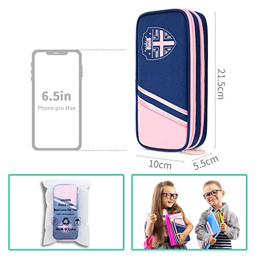 Large Capacity Pencil Case,Uhans Pencil Pouch with Double Zipper and 100% Polyester Sturdy Material,Pencil Box for Kids Can Be Multi Used in School and Office of Makeup Bag