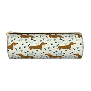 aieefun dachshund dog with bones cylinder pencil case holder zipper pen bag pouch students stationery cosmetic bag