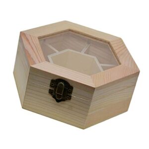 loveindiy wooden jewelry box, jewelry organizer and storage- unfinished wood – hexagon unfinished wood with clasp