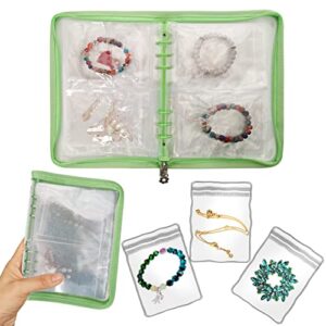 linglingo jewelry organizer travel earring case box transparent jewelry storage book clear binder zippered bag for necklace bracelet holder with small anti tarnish pouches