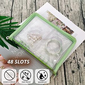 LingLingo Jewelry Organizer Travel Earring Case Box Transparent Jewelry Storage Book Clear Binder Zippered Bag For Necklace Bracelet Holder With Small Anti Tarnish Pouches